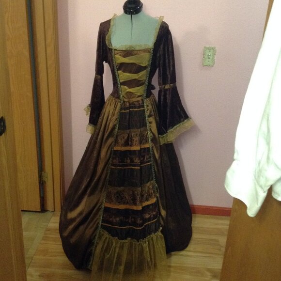 Baroness 18th Century-Style Robe à l’anglaise Costume w. Petticoat & Hoops - Picture 1 of 7